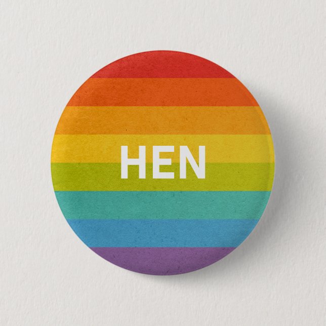 Hen Pronomen Straight Rainbow Button (Front)