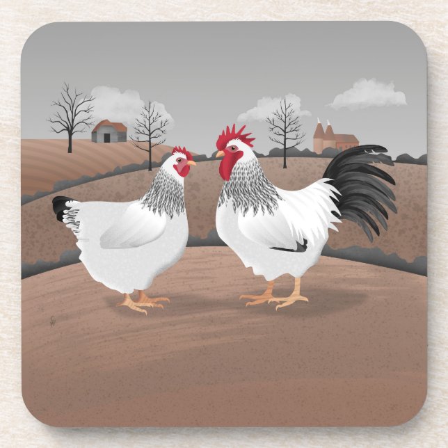 Hen & Rooster Beverage Coaster (Front)