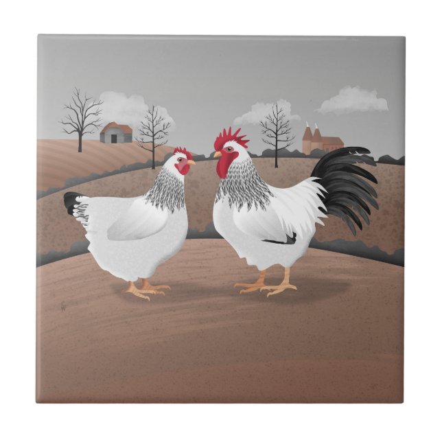 Hen & Rooster Ceramic Tile (Front)