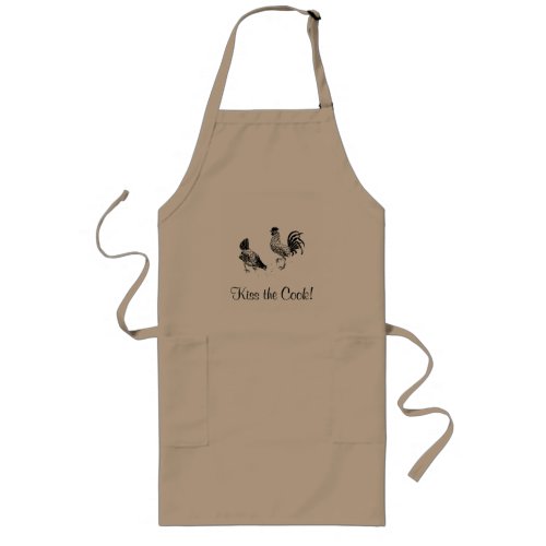 Hen  Rooster Kiss the Cook Long Apron