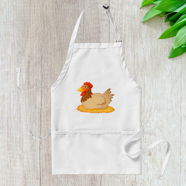 Hen Sitting on Nest Cute Farm Animal  Adult Apron (Creator Uploaded)