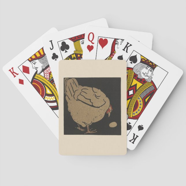 Hen - Square Animals Illustration Poker Cards (Back)