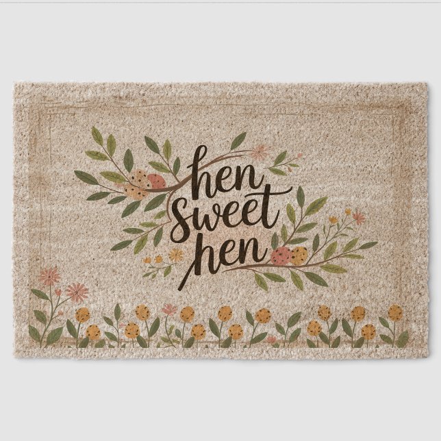 Hen Sweet Hen Chicken Fiber Doormat (Front)