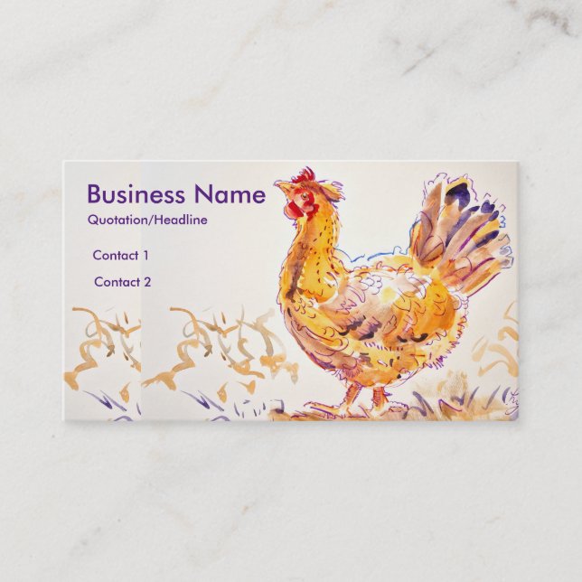 Hen Walking Painting Business Card (Front)