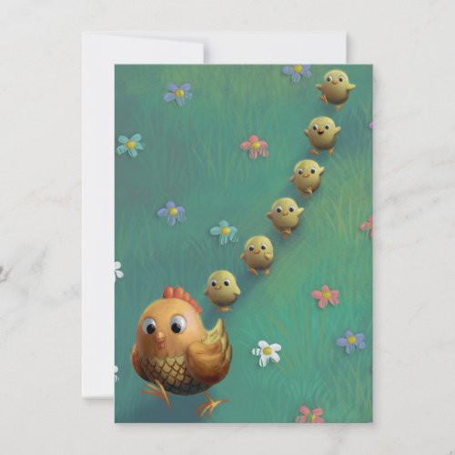 Hen with Chicks Blank Greeting Card