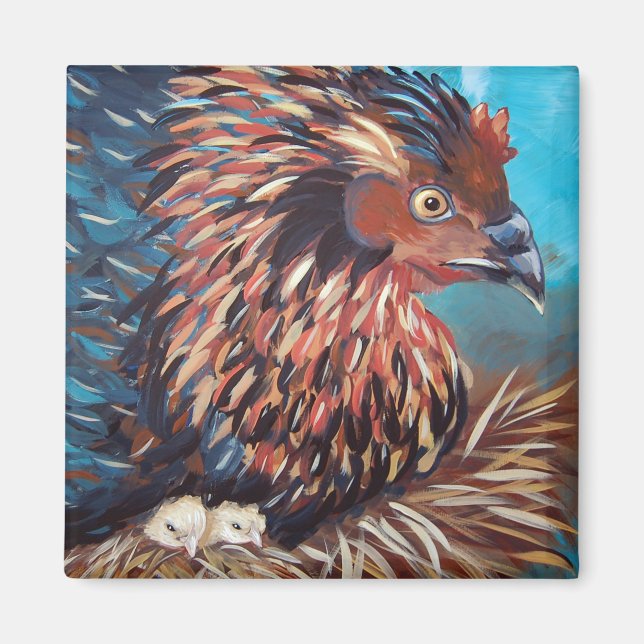 Hen with Chicks Magnet (Front)