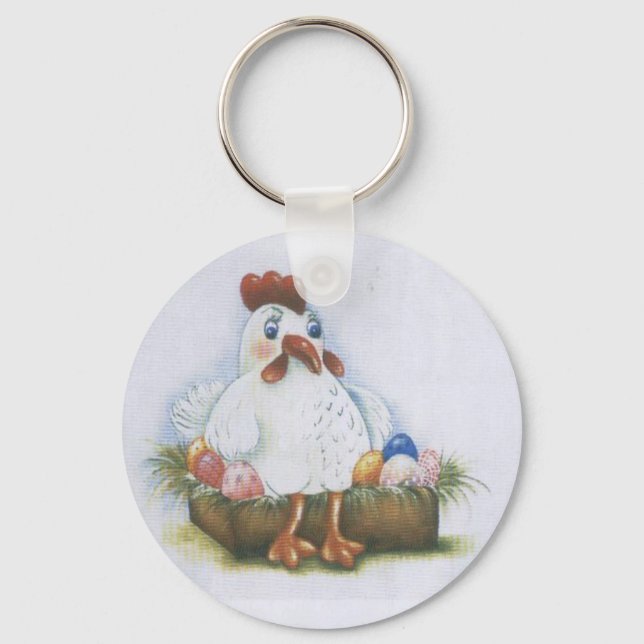 Hen with eggs keychain (Front)