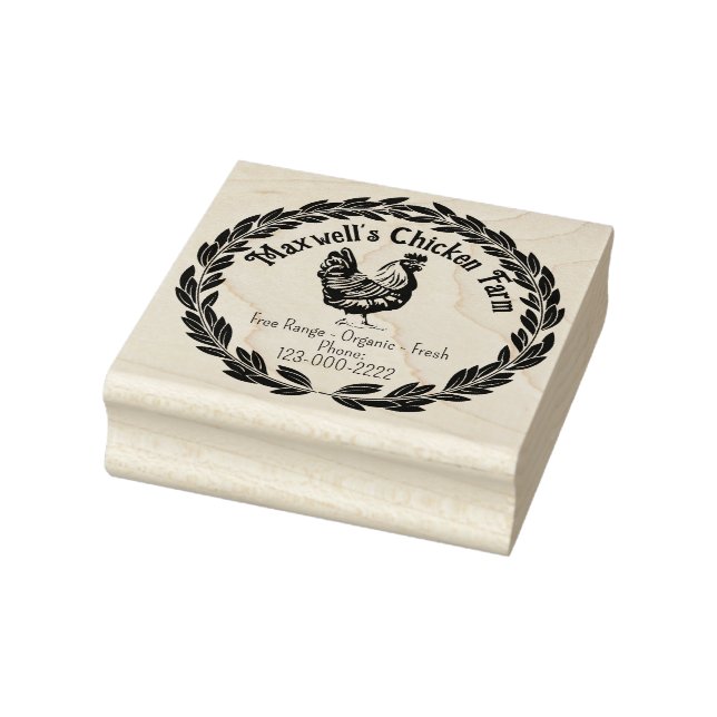 Hen Wreath Classic Egg Carton Labeling Rubber Stamp (Stamp)