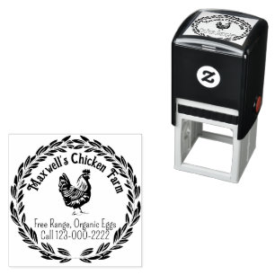 Hen Wreath Classic Egg Carton Labeling Self-inking Stamp
