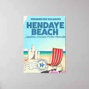 Hendaye Beach france travel poster Canvas Print