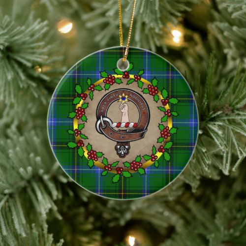 Henderson Badge  Tartan Personalized Christmas Ceramic Ornament