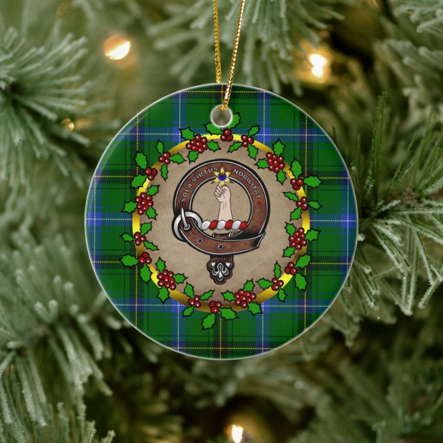 Henderson Badge & Tartan Personalized Christmas Ceramic Ornament (Tree)