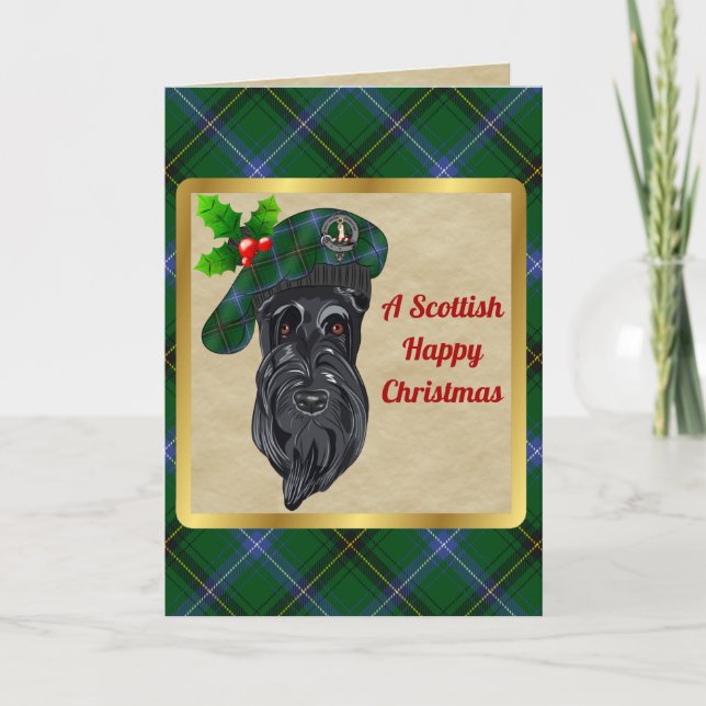 Henderson Badge & Tartan Personalized Xmas Card (Front)