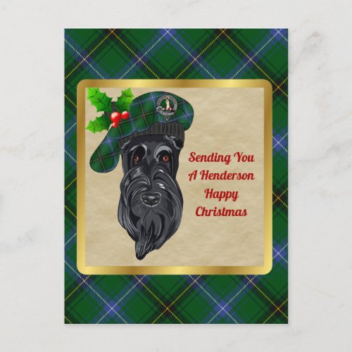 Henderson Clan Badge  Tartan Christmas Postcard
