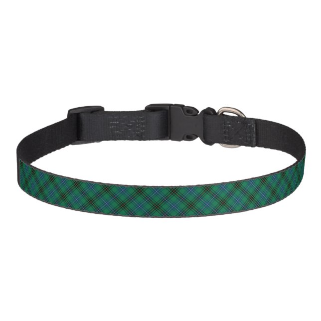Henderson Clan Bright Green, Blue and Black Tartan Pet Collar (Front)