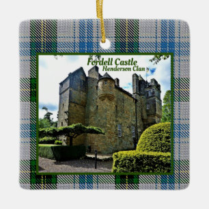 Henderson Clan Fordell Castle Tartan Christmas Ceramic Ornament