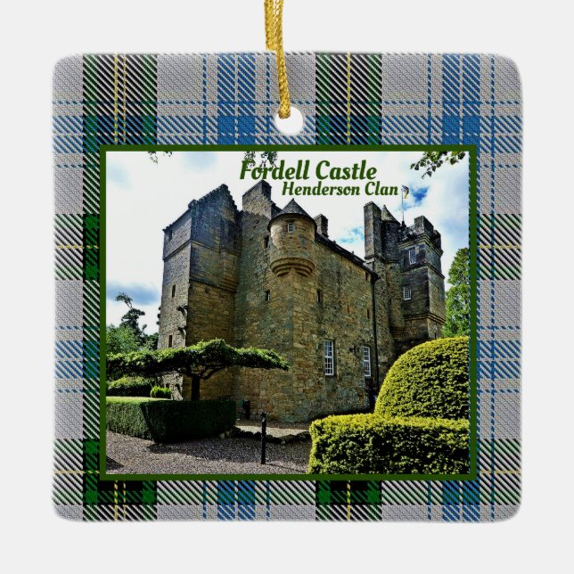 Henderson Clan Fordell Castle  Tartan Christmas Ceramic Ornament (Front)