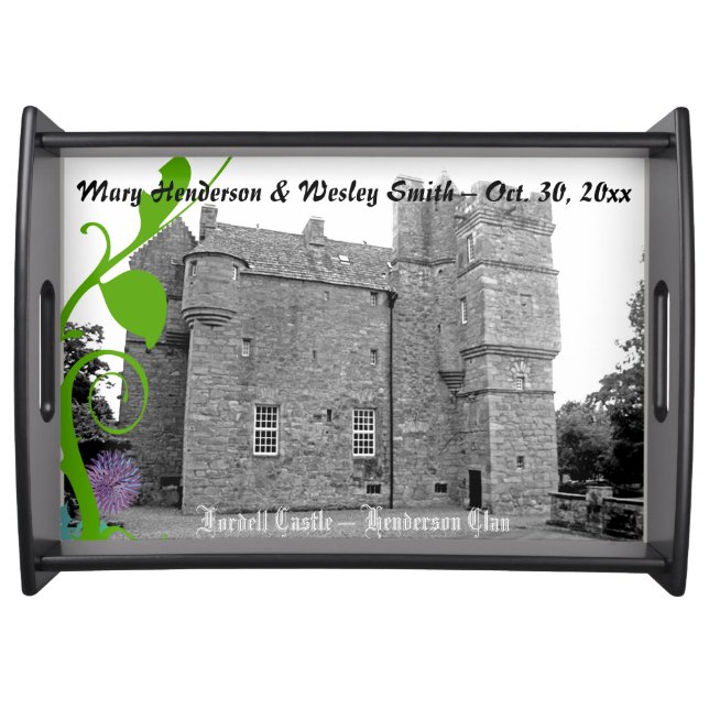 Henderson Clan's Fordell Castle Wedding Date Serving Tray (Front)