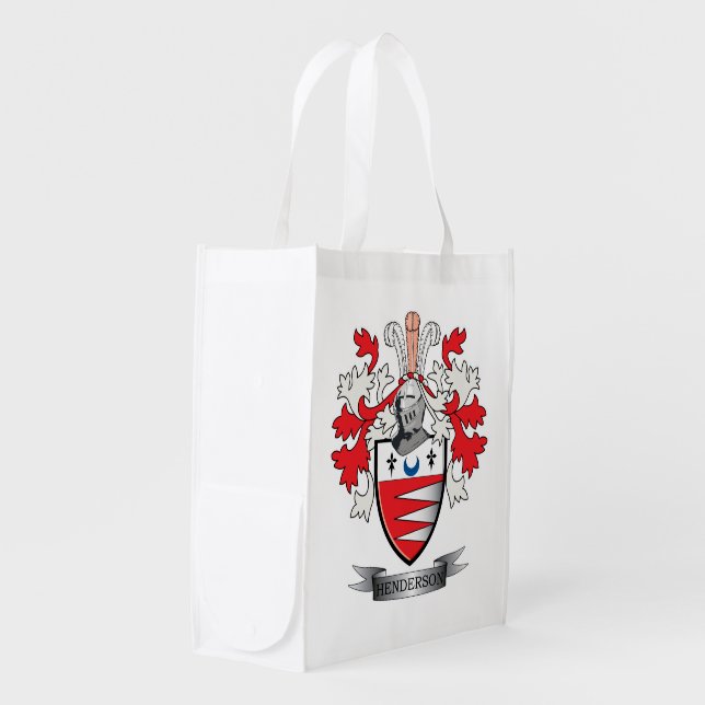 Henderson Family Crest Coat of Arms Reusable Grocery Bag (Front Side)
