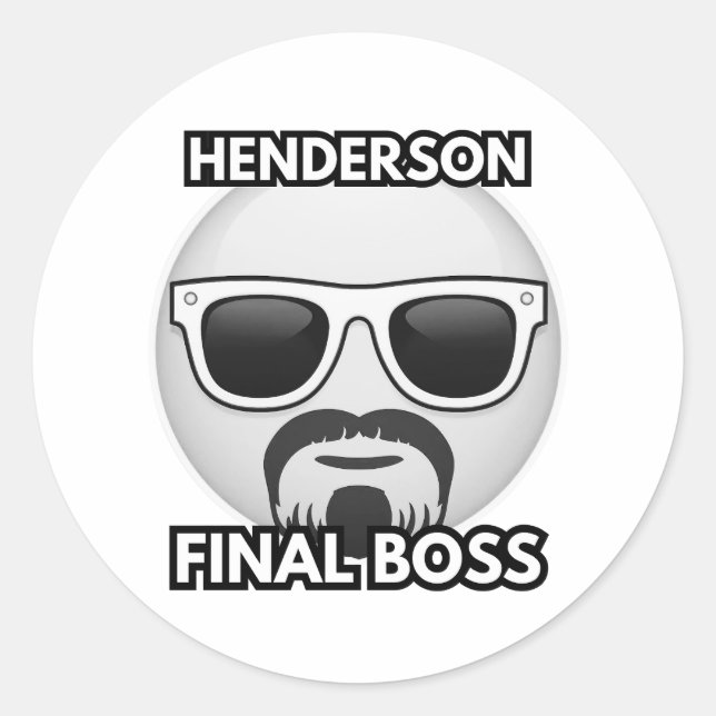 Henderson Final Boss Cool Emoji Classic Round Sticker (Front)
