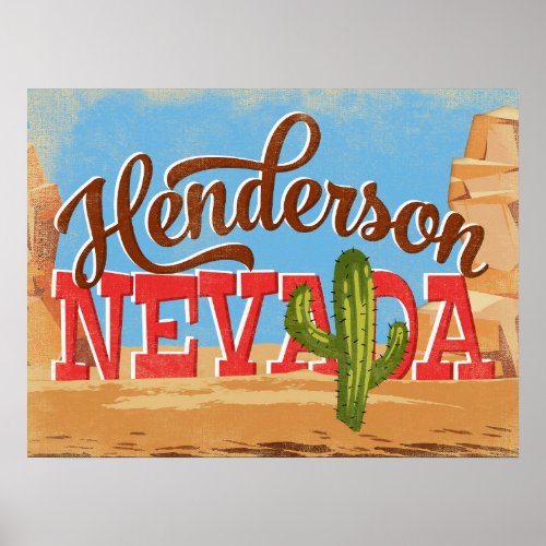 Henderson Nevada Cartoon Desert Vintage Travel Poster