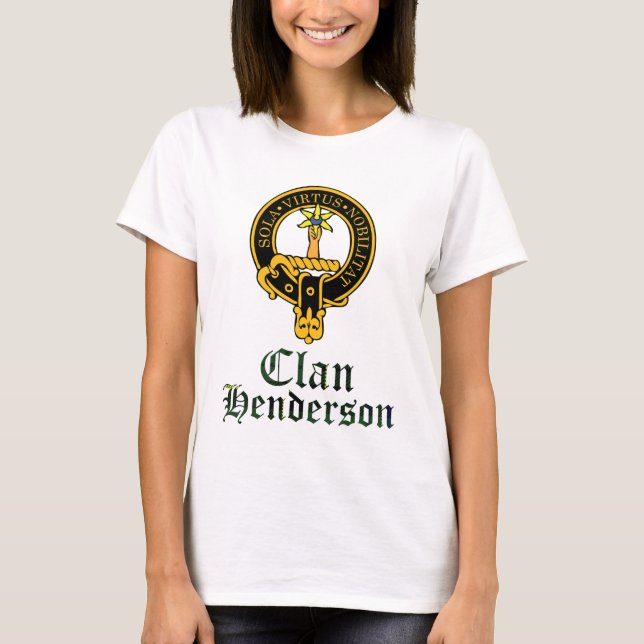 Henderson scottish crest and tartan clan name T-Shirt (Front)