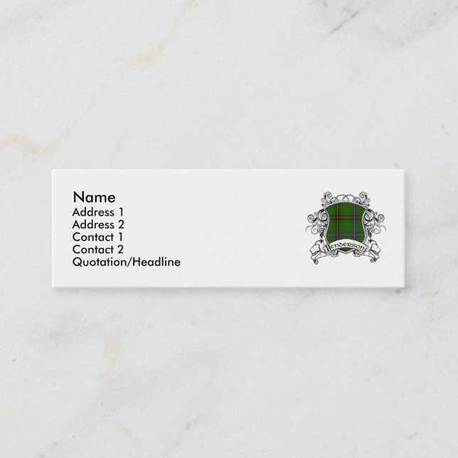 Henderson Tartan Shield Mini Business Card (Front)