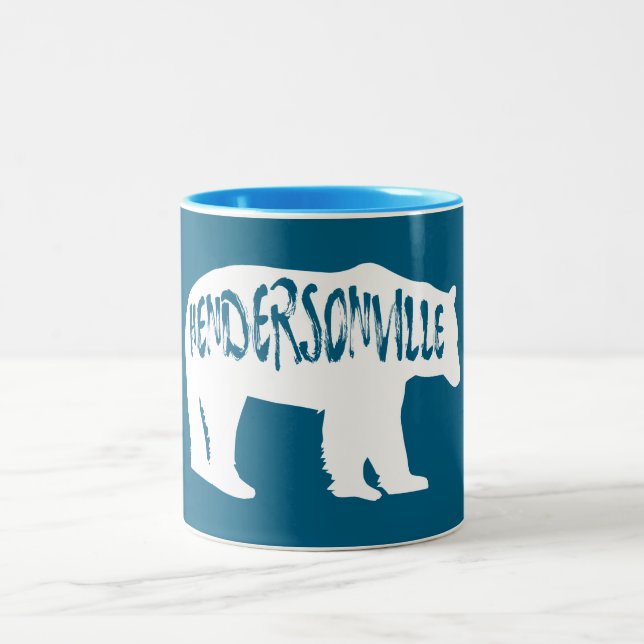 Hendersonville North Carolina Bear Two-Tone Coffee Mug (Center)