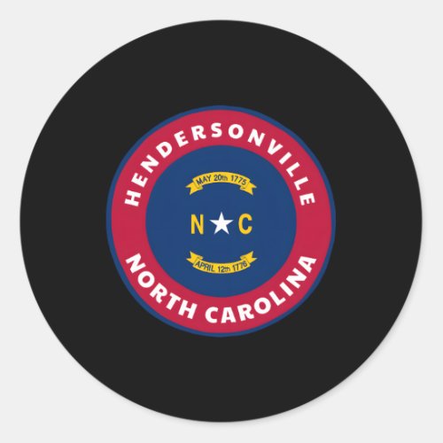 Hendersonville North Carolina Flag Badge Roundlet Classic Round Sticker