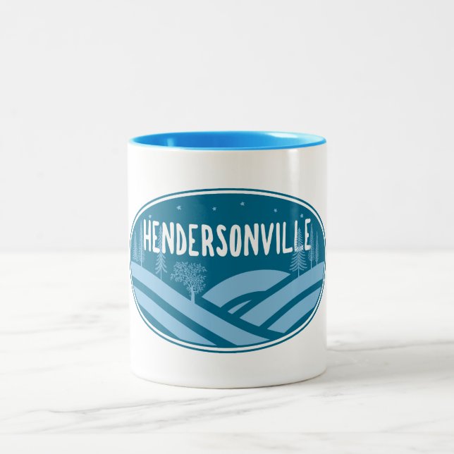Hendersonville North Carolina Outdoors Two-Tone Coffee Mug (Center)