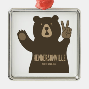 Hendersonville North Carolina Peace Bear Metal Ornament