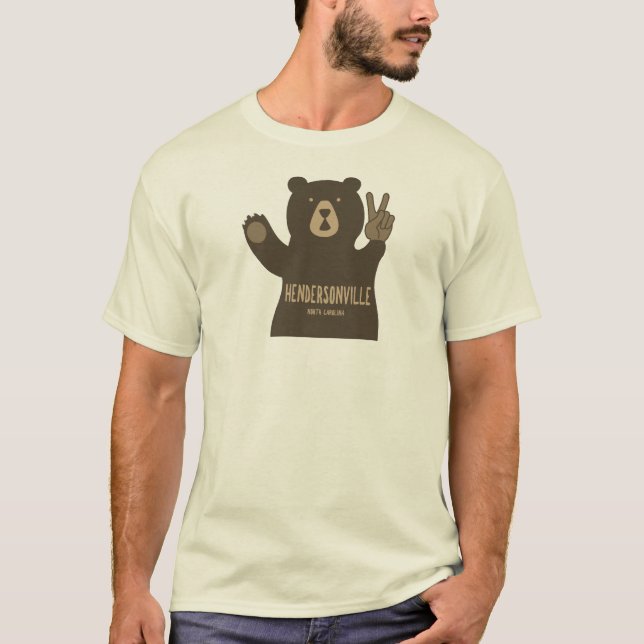 Hendersonville North Carolina Peace Bear T-Shirt (Front)