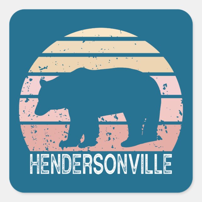 Hendersonville North Carolina Retro Bear Square Sticker (Front)