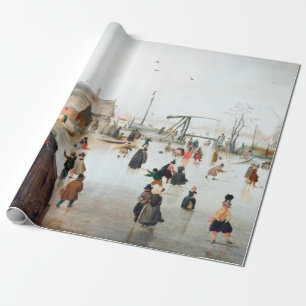 Hendrick Avercamp Ice Skating near a Village Wrapping Paper