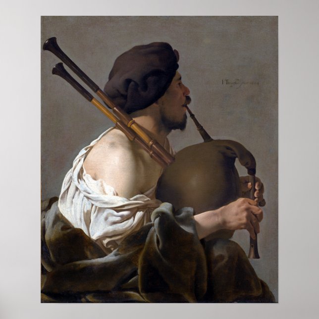 Hendrick ter Brugghen Bagpipe Player Poster (Front)