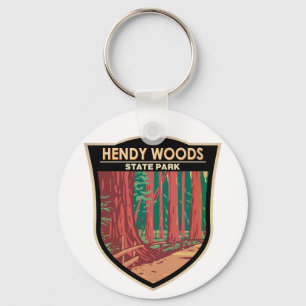 Hendy Woods State Park California Badge Vintage Keychain