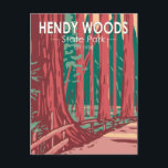 Hendy Woods State Park California Badge Vintage Postcard<br><div class="desc">Hendy Woods State Park illustration in a badge style.</div>