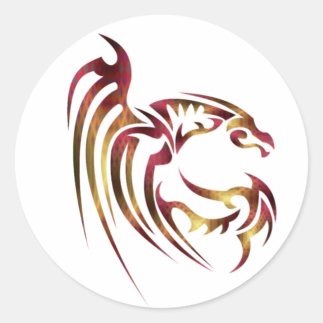 Henham the Metallic Red and Gold Dragon Classic Round Sticker (Front)