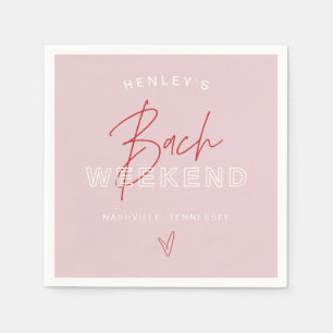 HENLEY Modern Pink Red Retro Bachelorette Napkins