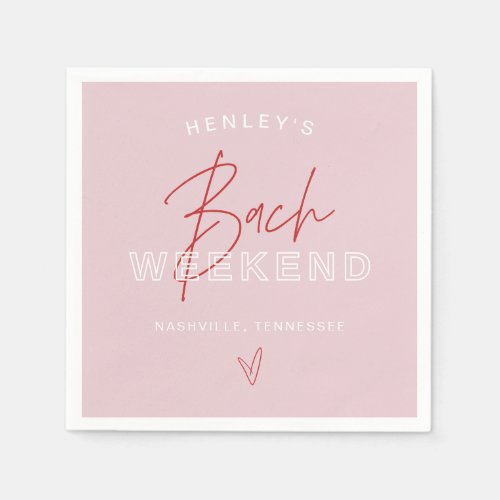 HENLEY Modern Pink Red Retro Bachelorette Napkins