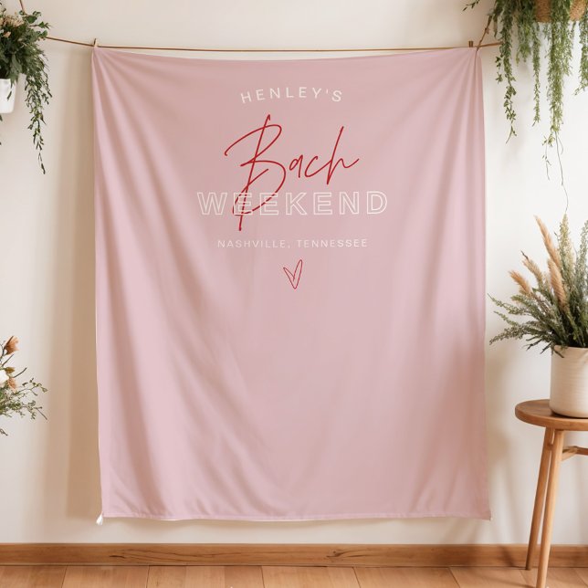 HENLEY Modern Pink Red Retro Bachelorette Welcome Tapestry (Creator Uploaded)