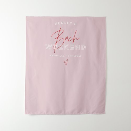 HENLEY Modern Pink Red Retro Bachelorette Welcome Tapestry