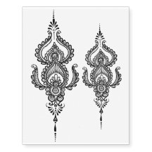 Henna back design temporary tattoo sheet