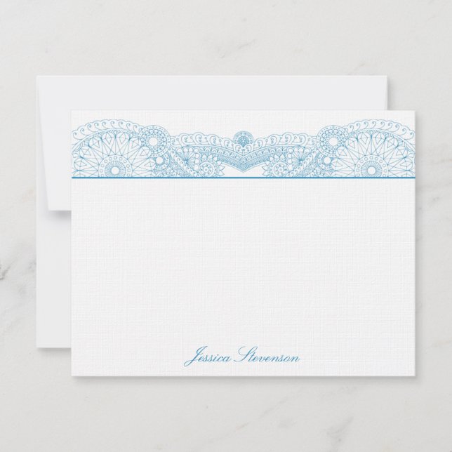 Henna Custom Flat Note Card (blue) (Front)