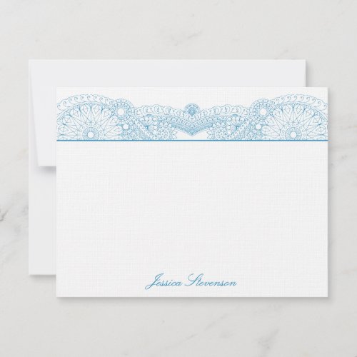 Henna Custom Flat Note Card (blue) Custom Invites