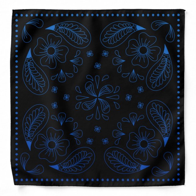 Henna Design Black & Blue Motif Bandana [29] (Front)