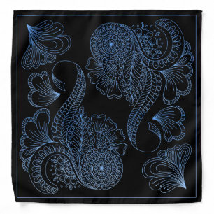 Henna Design Black & Blue Motif Bandana [34]