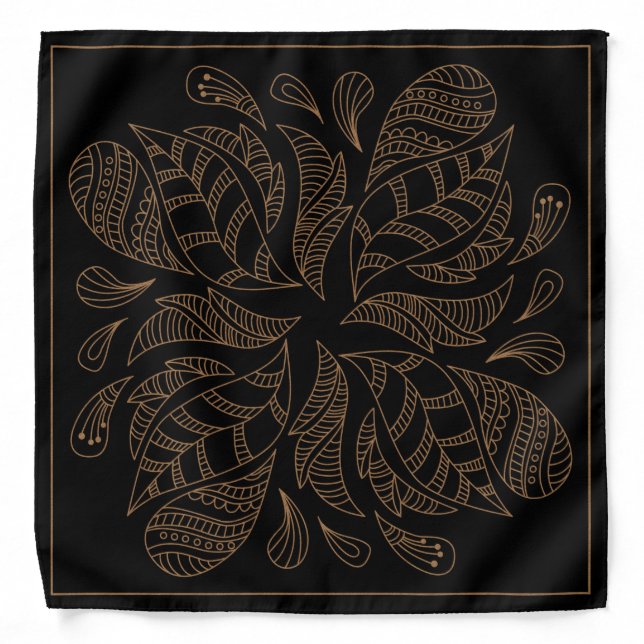 Henna Design Black & Brown Motif Bandana [25] (Front)