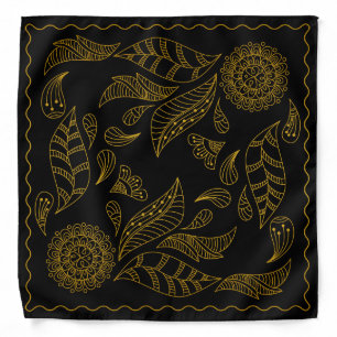 Henna Design Black & Gold Motif Bandana [24]