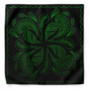 Henna Design Black & Green Motif Bandana [23]